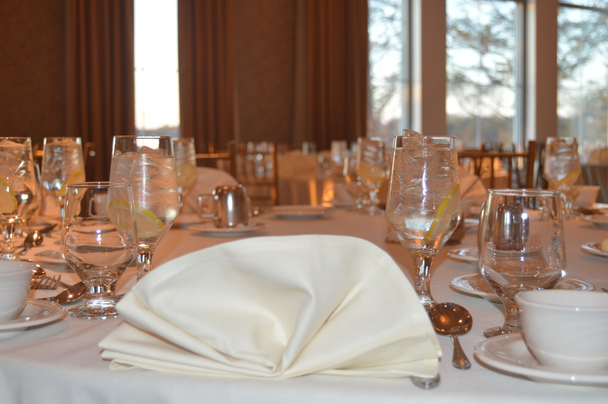 Table setting for etiquette dinner