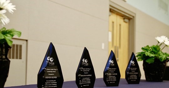 array of Martin Luther King Jr awards at ceremony